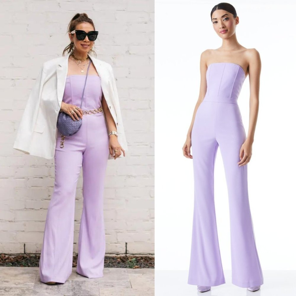 NWT Alice + Olivia Lavera Lavender Strapless Jumpsuit - Size 2
